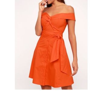 HOST PICK! Astr orange off shoulder dress NWT